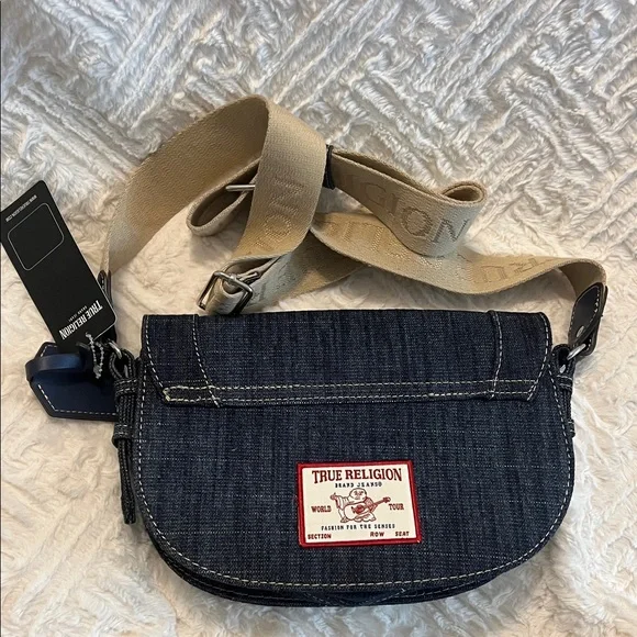 True Religion Denim and Tan Crossbody Bag - Picture 2 of 9